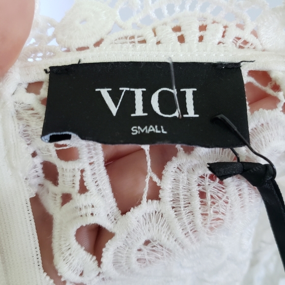 Vici x Nordstrom White Lace Long Sleeve Mini Dress Sz Small Bridal Bride - Picture 4 of 5